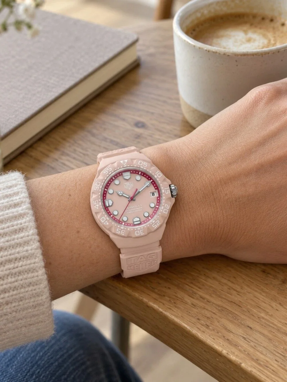 Tag Heuer Formula 1 Pink Ceramic-Look Solar Watch with Rose Accent